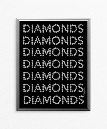 Diamond Series II on Black Watercolor Rendering printed on Paper