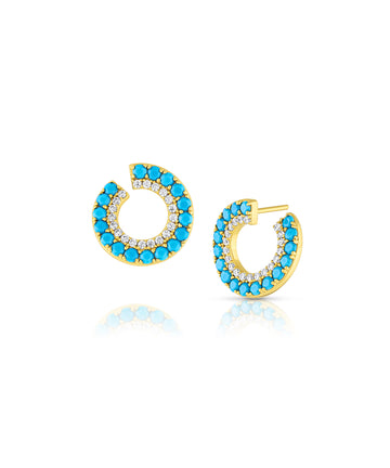 Turquoise & Zirconia Front Facing Hoops