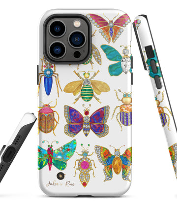 Butterfly & Bug Brooch on White Background Tough Phone Case